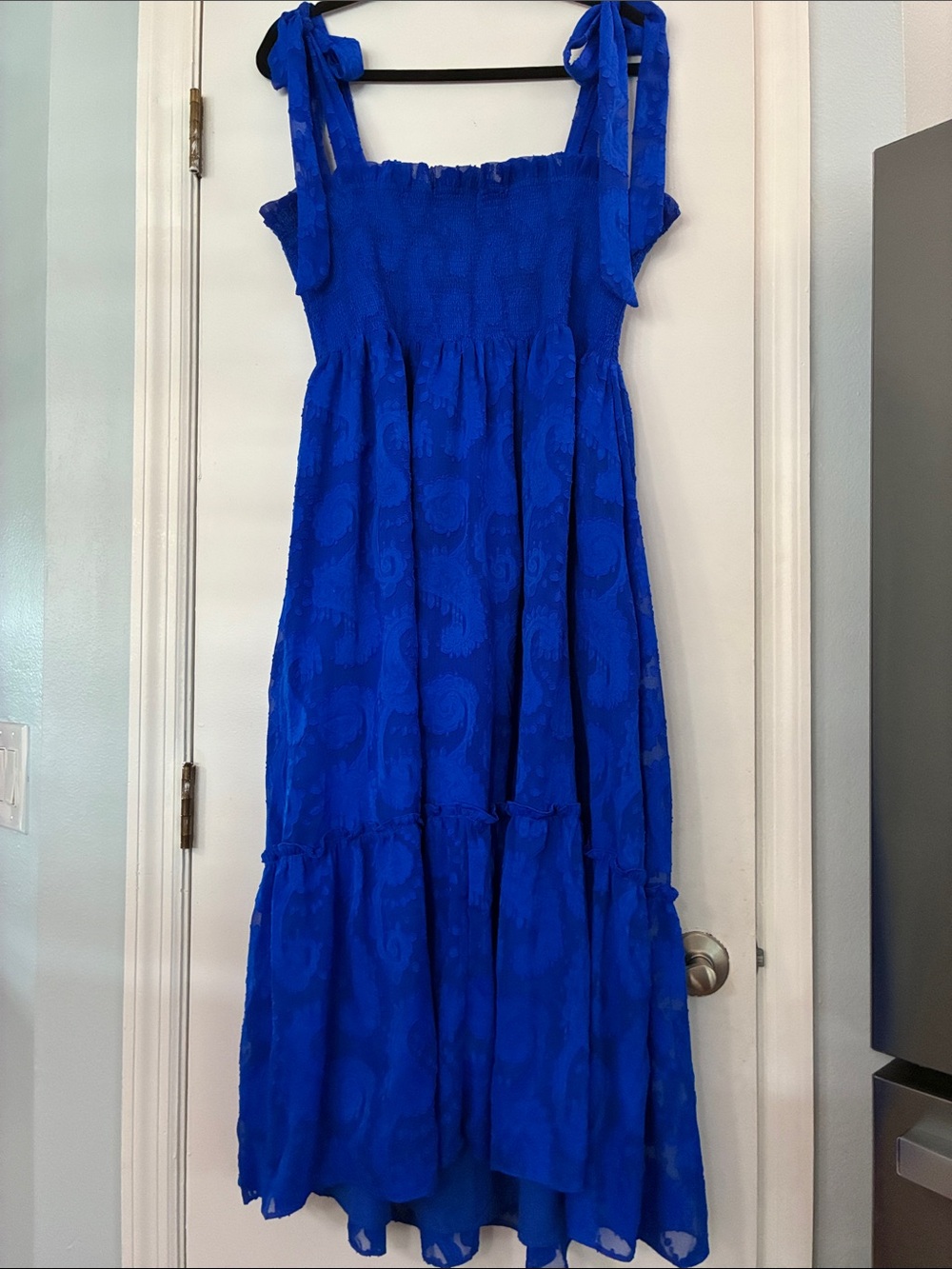 Lilly Pulitzer Royal Blue Tie-Shoulder Smocked Maxi Dress
